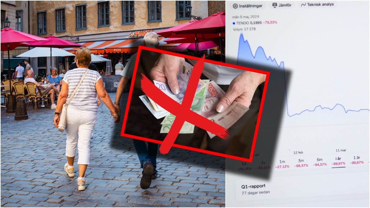 Arkivbild på ett äldre par, pengar och en börskurs.