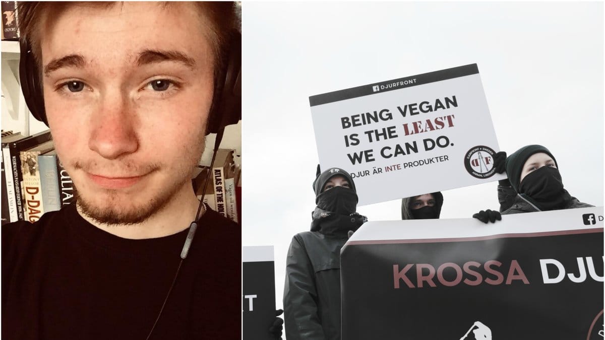 Bild tagen från en djurrättsaktion utanför Örebro