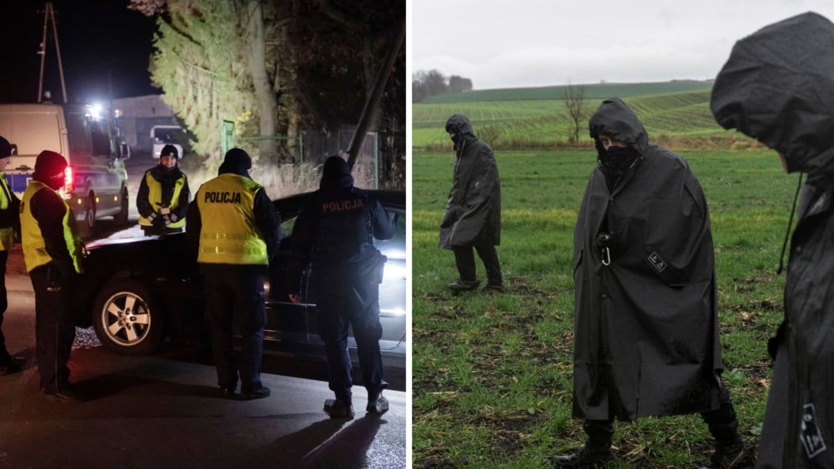 Poliser undersöker ett område i närheten av platsen i den polska byn Przewodów där två män miste livet under ett robotnedslag på tisdagen.