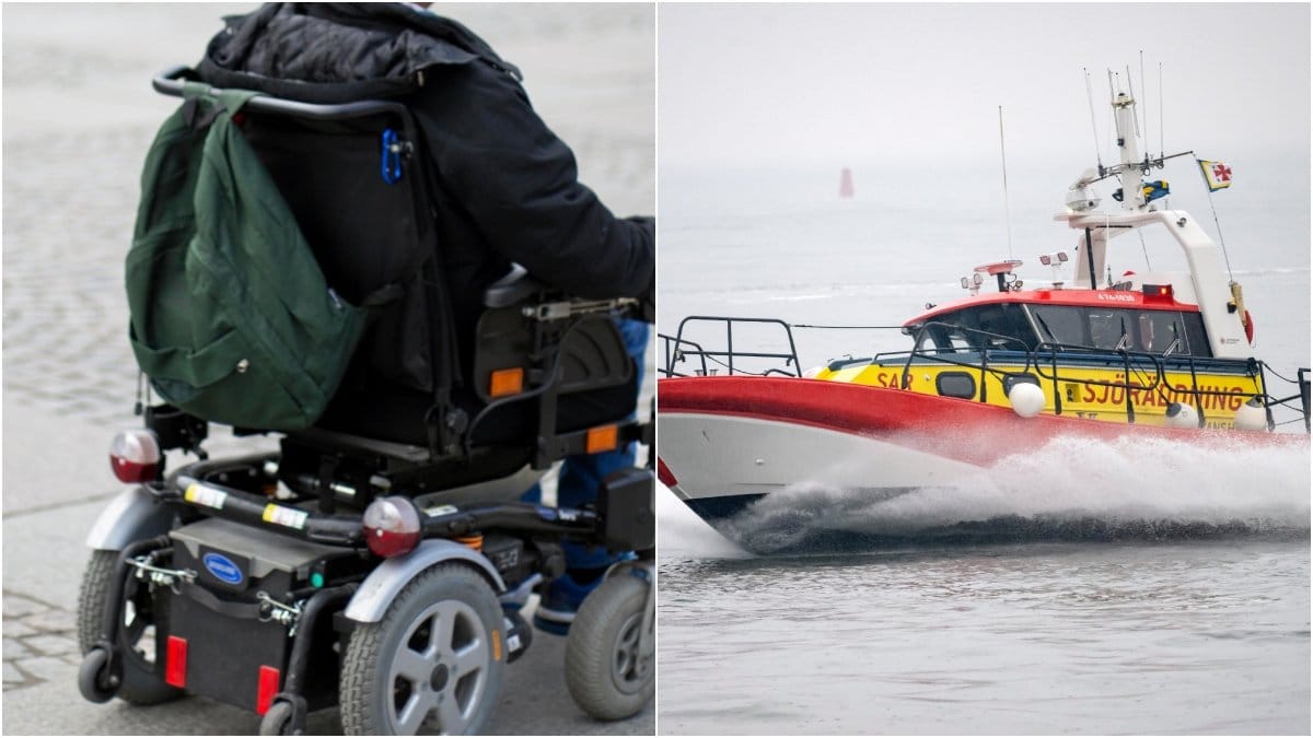 Räddningstjänst kallades till platsen där en man hamnat i vattnet med en permobil.