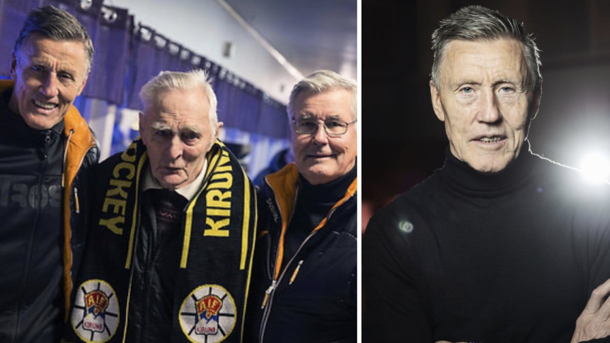 De tidigare Kiruna AIF-spelarna Börje Salming, Rune Lantto och Stig Salming i samband med att ishockeylegendaren Börje Salming hyllades i Matojärvi ishall 2016.