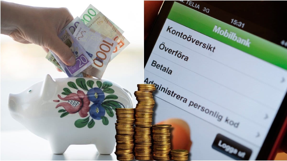 Spargris, sedlar och mobilapp.