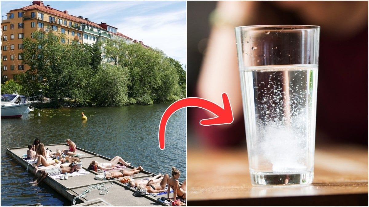 Sommarvärme i stockholm och brustablett i glas. 