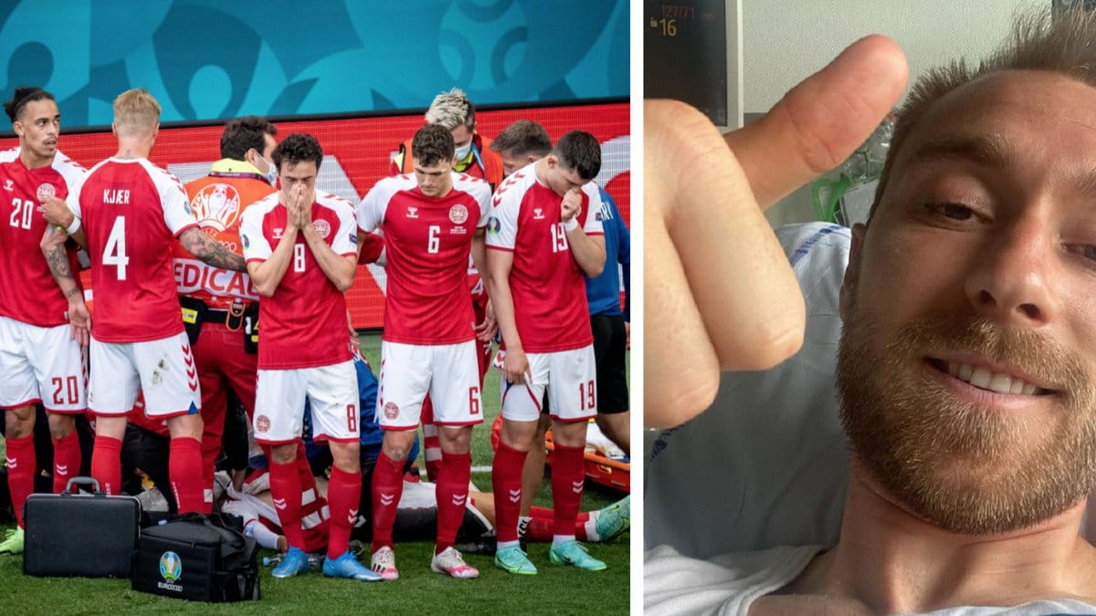Christian Eriksen hälsar från sjukhuset.
