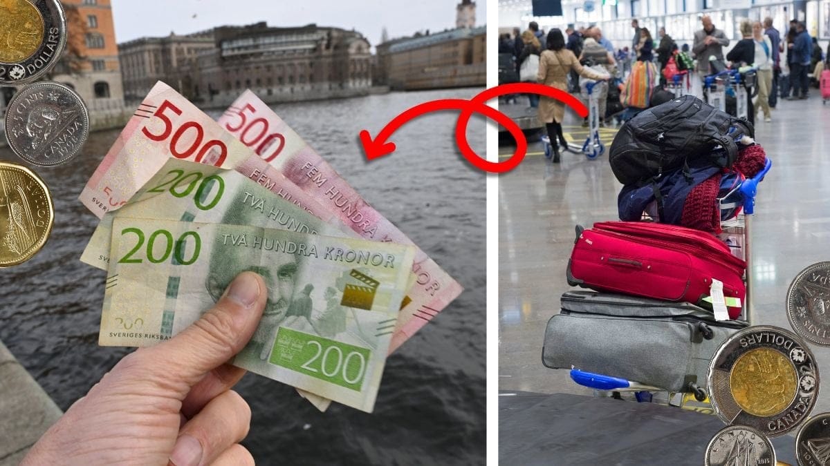 Kontanter och resväskor.