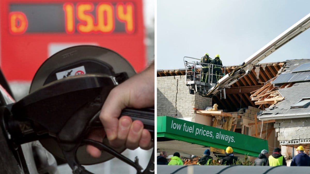 Rasmassorna efter explosionen på bensinstationen i Irland.