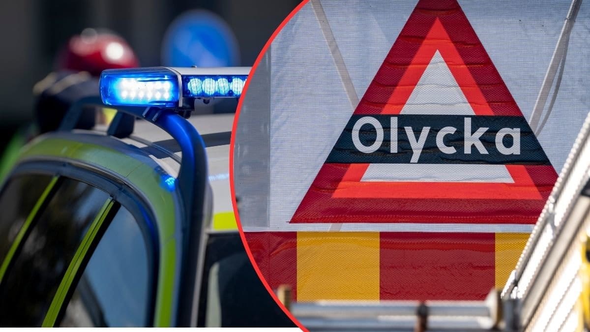 Blåljus och olycka-skylt