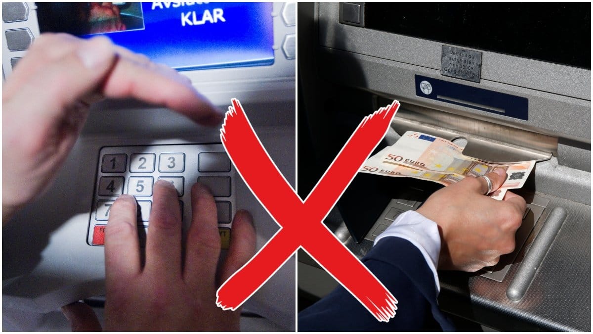 Bankomat och euro-sedlar.