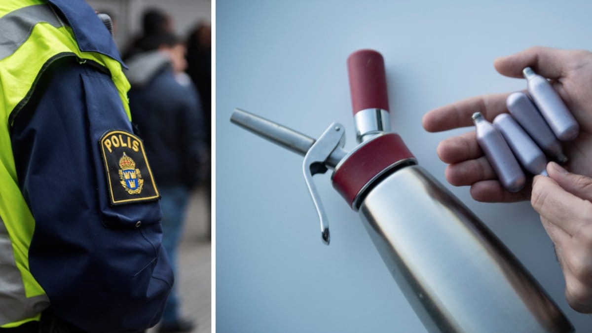 Genrebild på polis och lustgas.
