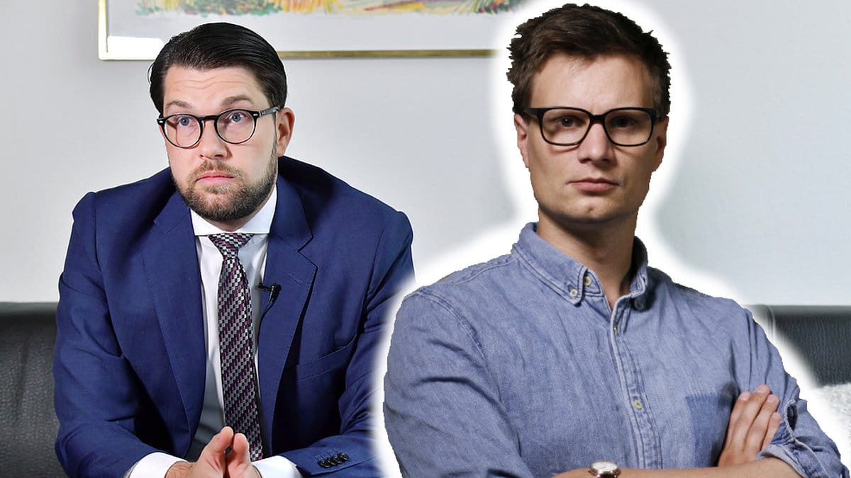 Montage. Till vänster Sverigedemokraternas partiledare Jimmie Åkesson, till vänster Nyheter24:s Karl Anders Lindahl
