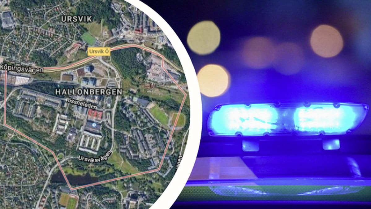 Karta över Hallonbergen. Polis siren