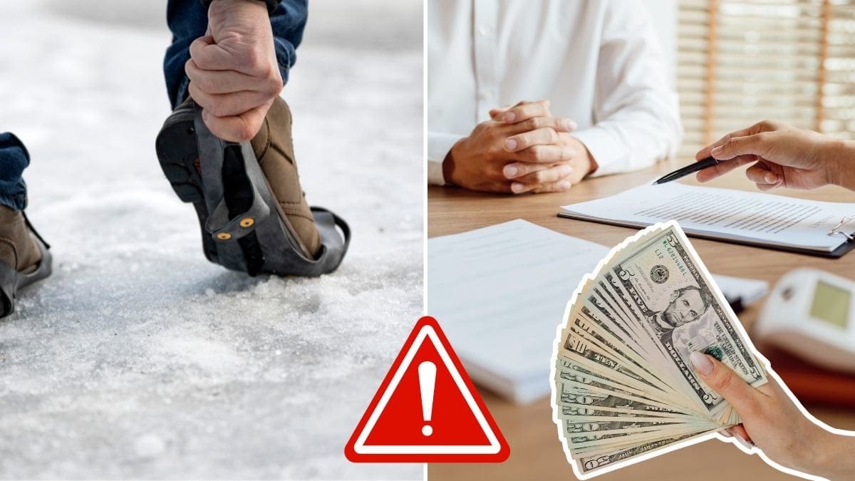 Halka till vänster. Pengar och kontrakt till höger.