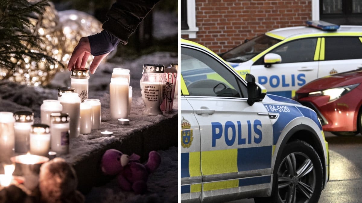 Eslöv i söndags: Ljuständning vid en minnesstund Stora torg efter att ett barn bragts om livet. 