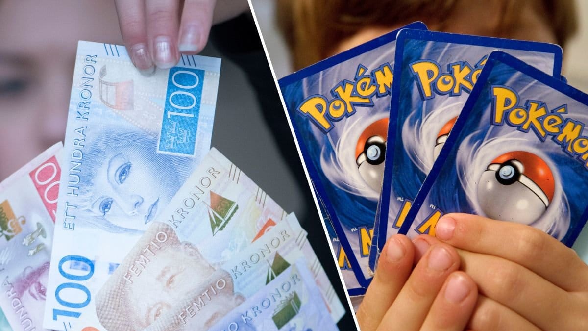 Pengar och Pokémonkort.