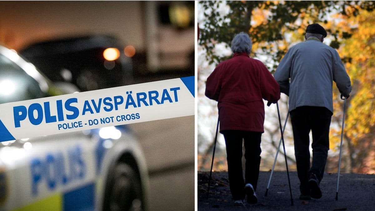 Genrebilder på polisavspärrning och äldre par.