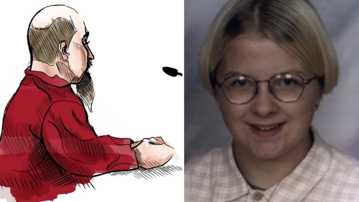 Rättegångsteckning av den åtalade mannen under förhör i hovrätten i somras.