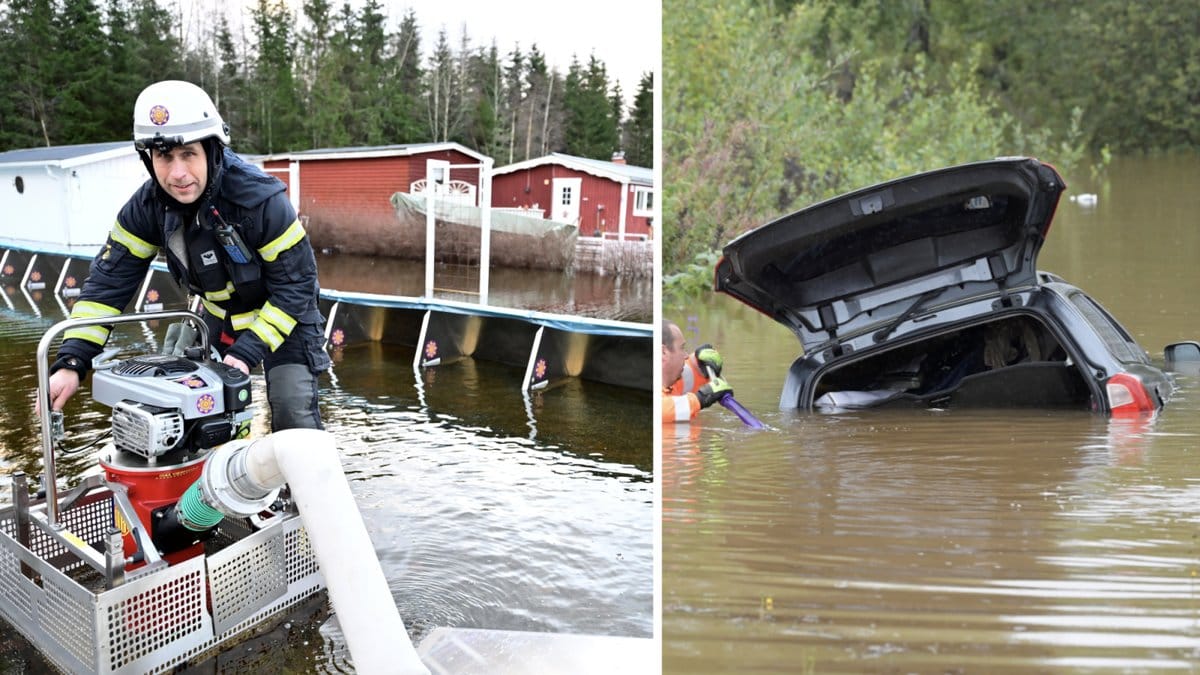 Ett stugområde i Gisshult utanför Nässjö är en av platserna som drabbats av de höga vattennivåerna som råder på flera platser i södra Sverige.