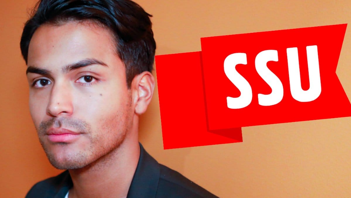Philip Boström med SSU:s logga