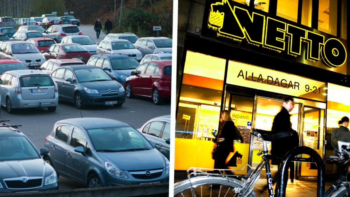 En parkering och en Netto-butik. 