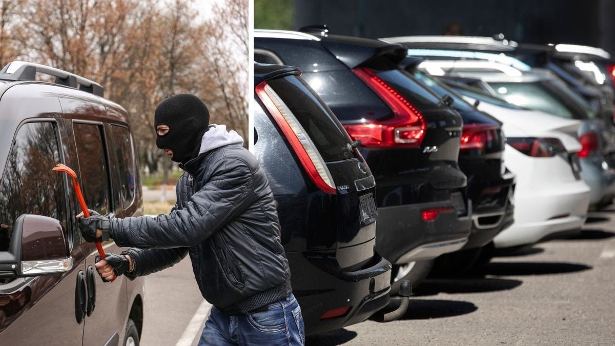 Tjuv och bilar som står parkerade.
