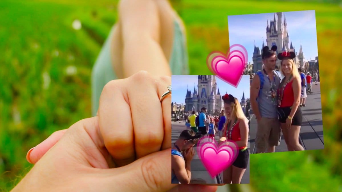 Flickvännen överraskar pojkvännen under frieriet!