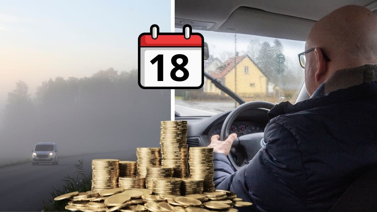 Bil kör på landsväg och en man kör bil.