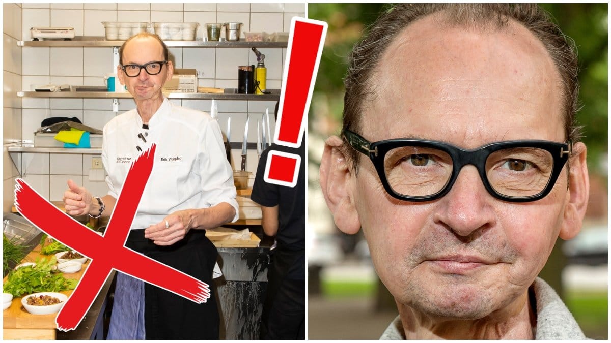 Erik Videgård i kockkläder och Erik Videgårds ansikte.