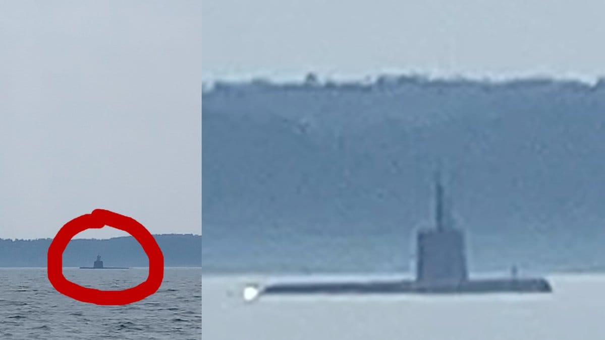 Bild på ubåt i skärgården