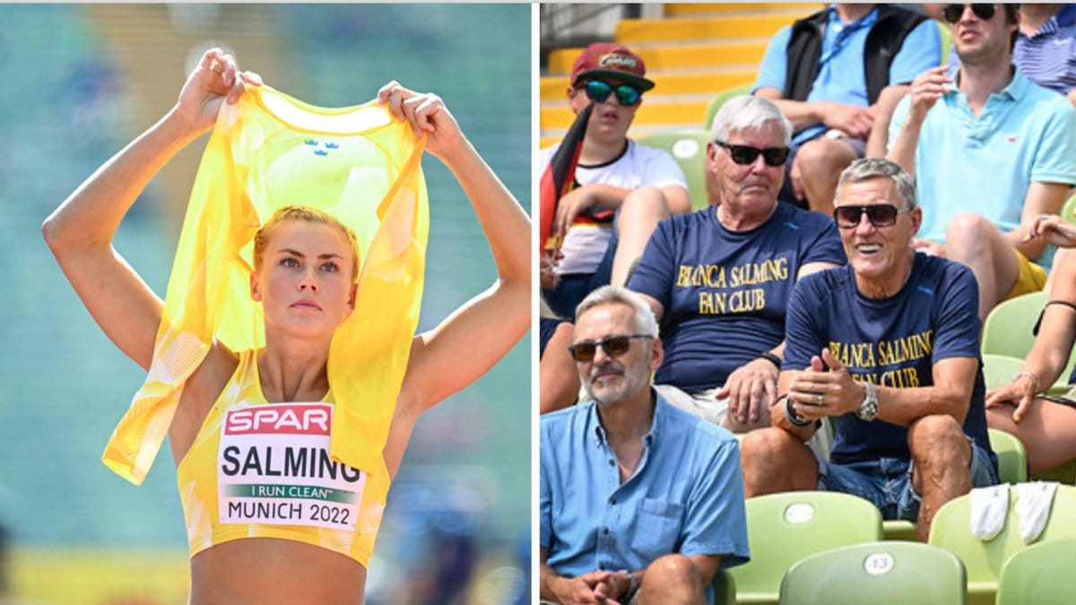 Börje Salming, i mitten, är på plats i München för att heja fram Bianca Salming.