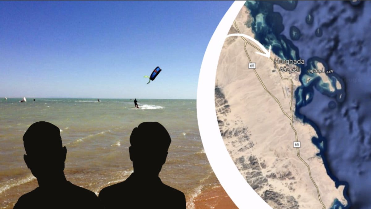 Silhuetter av män, person på Wakeboard, Karta över Hurghada