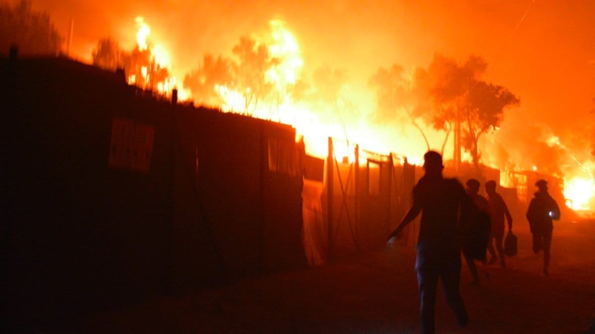 Grekland flyktingar brand
