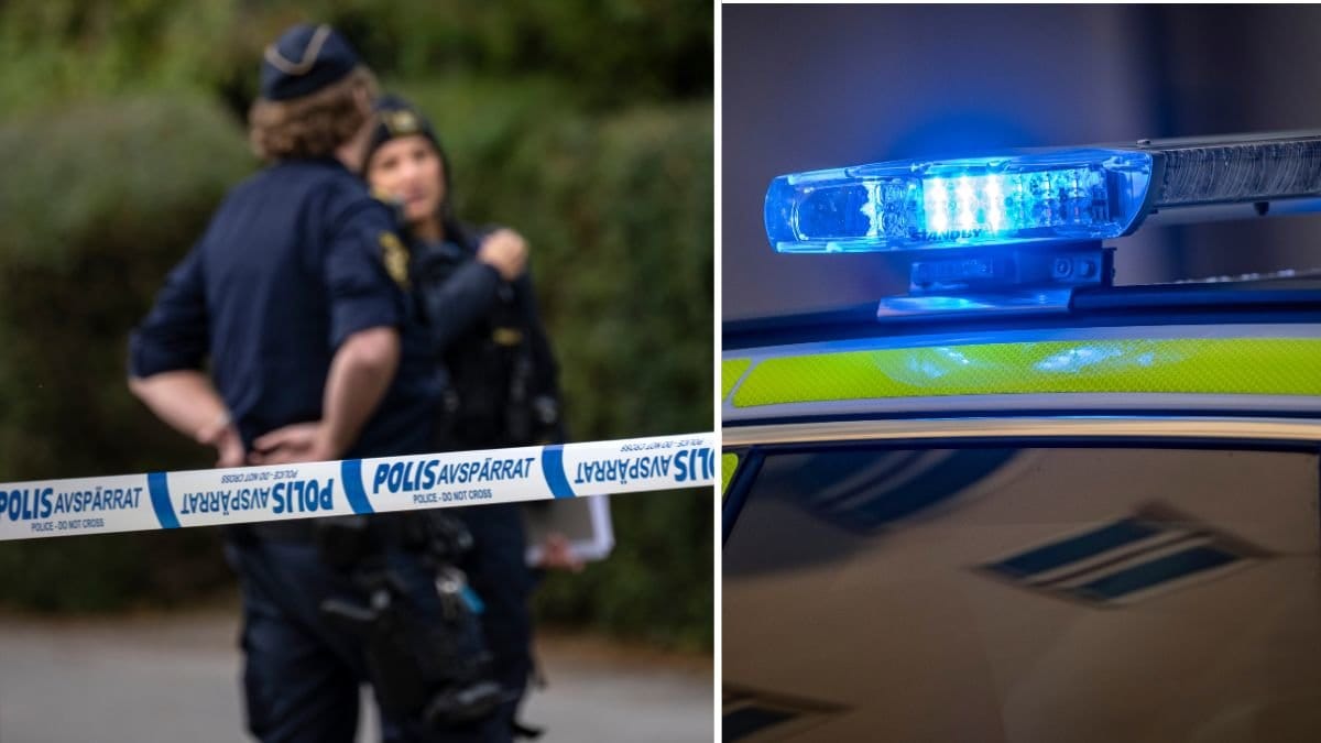 Polisavspärrning och blåljus.
