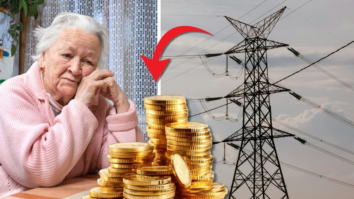 Äldre dam och elledning.