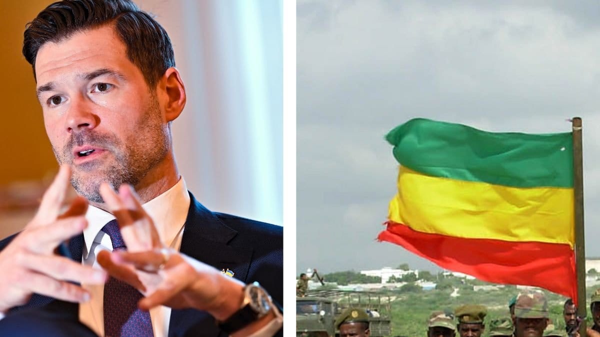 Johan Forsell och bild på somalias flagga.