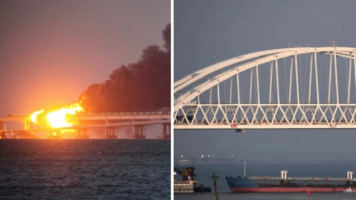 Den våldsamma explosionen i lördags förstörde en stor del av Kertjbron.