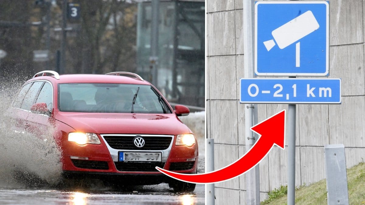 Bild på en bild och en fartkamera-skylt.
