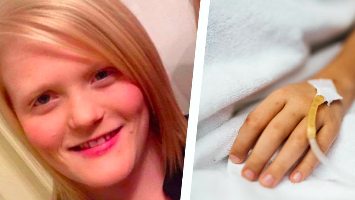 Bild på Jessica. Till höger en bild med en hand med en slang i. Bildmontage