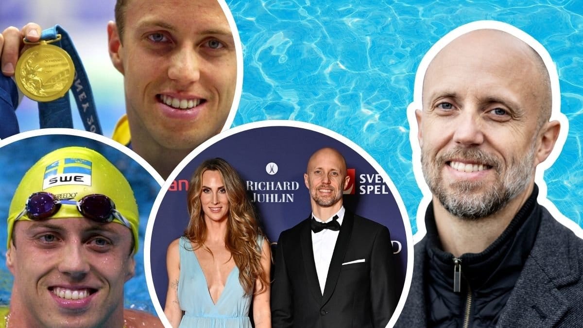 Lars Frölander under tidiga simkarriären, Lars Frölander och exfrun Ida Kjos och Lars Frölander 2024