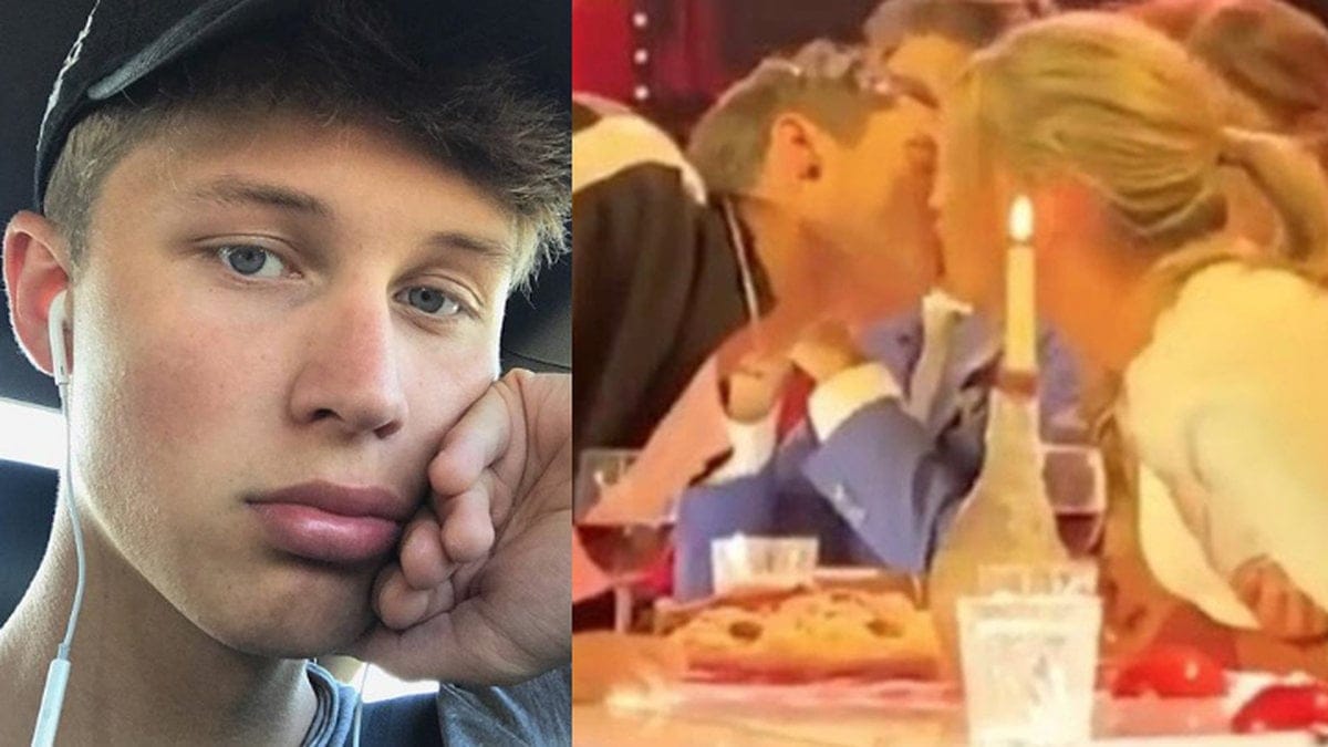 Victor Leksell reagerar på kyssen mellan Samir Badran och Bianca Ingrosso.