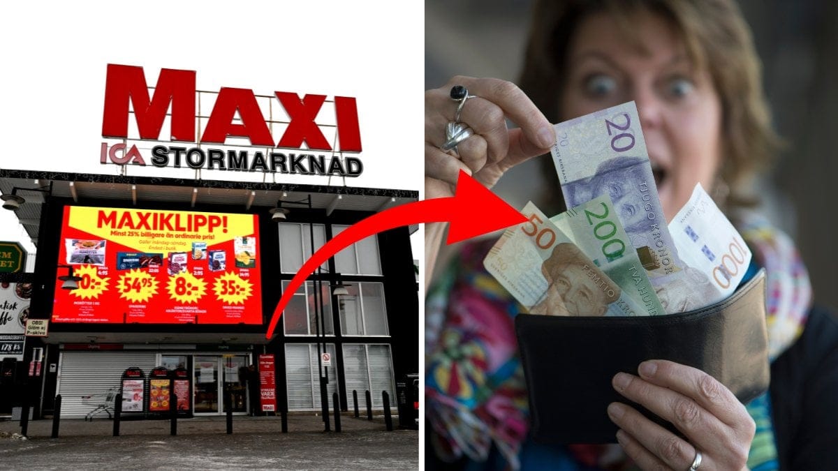 ICA Maxi och kvinna med pengar