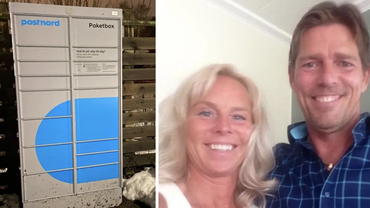 Paret Lundström i Stockholm blev mer eller mindre med en paketbox. Nu hoppas de att Postnord ska ändra adressen.