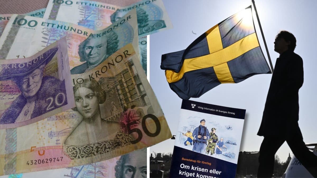 Kontanter och sverigeflagga.