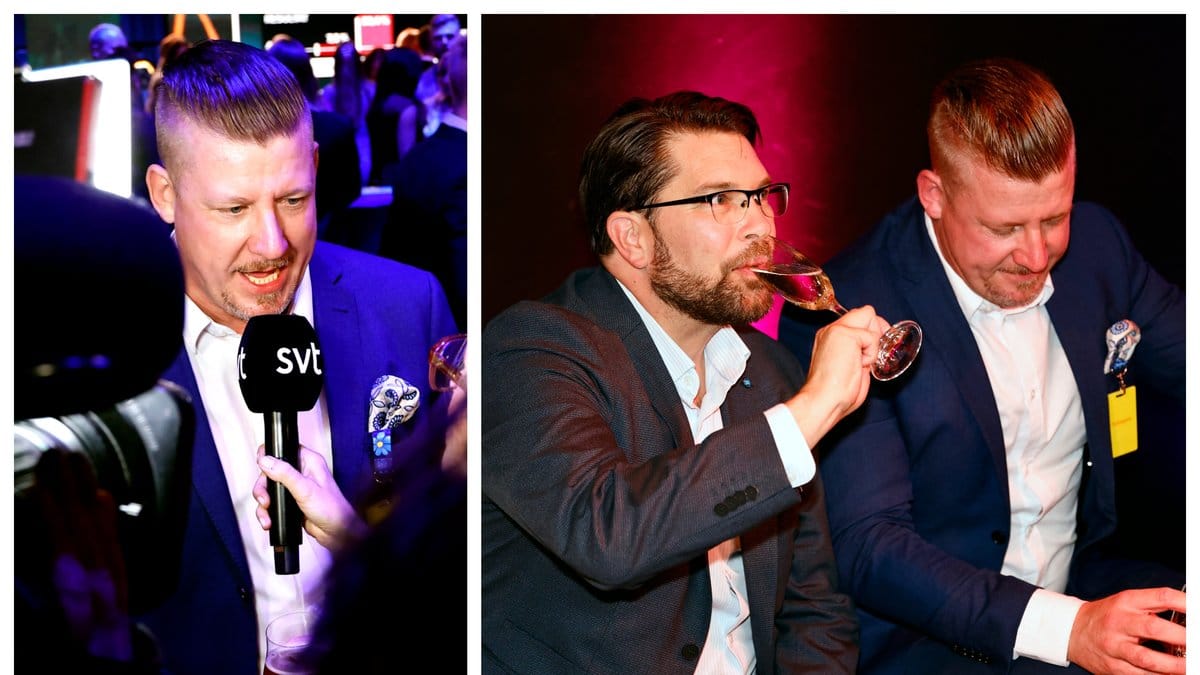 Linus Bylund (SD) mötte pressen efter partiledarens lunch på Moderaternas kansli.