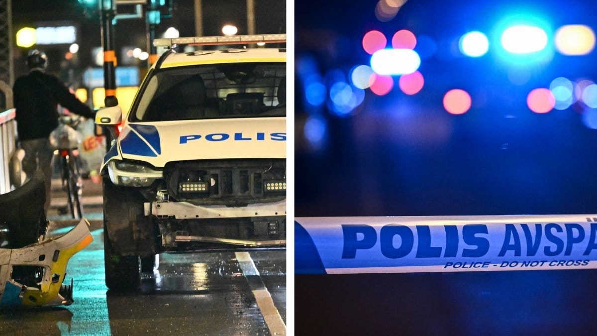 Bild på polisbil och polisavspärrning 