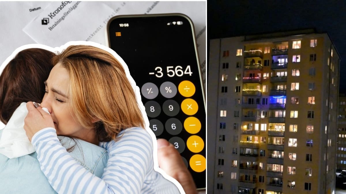 Par som kramas, miniräknare och höghus.