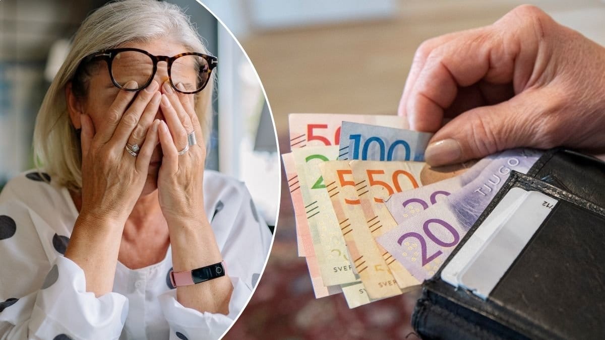 Bild på kontanter och äldre kvinna.