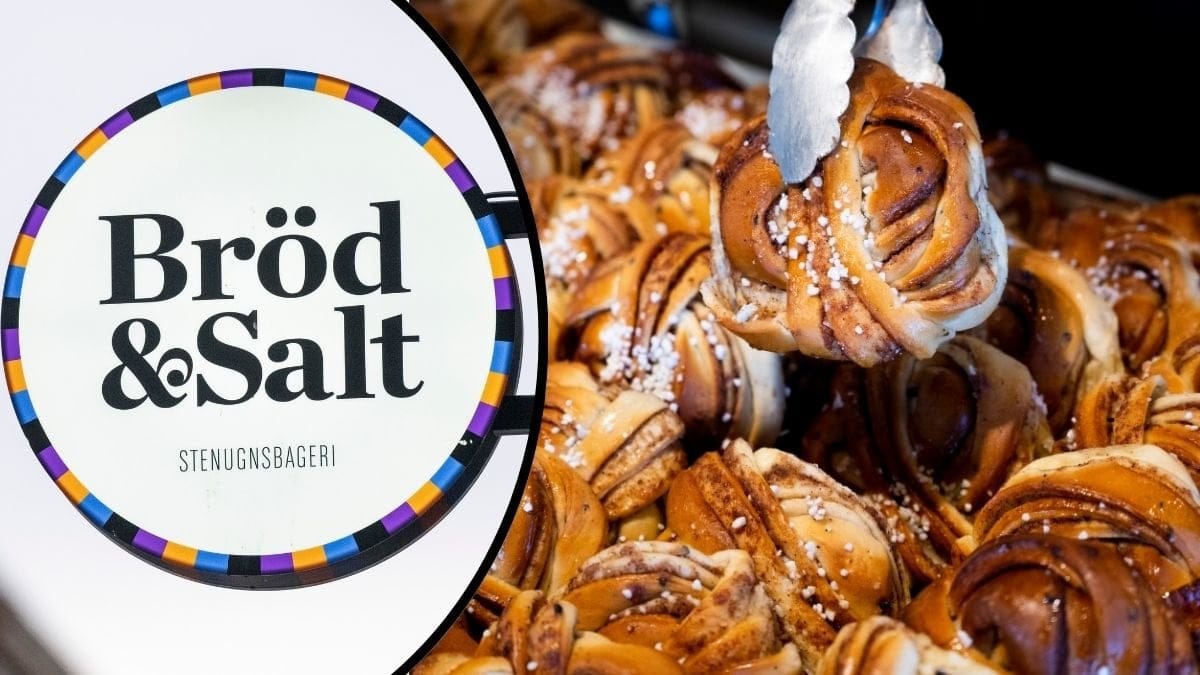 Bilder på bullar och en Bröd & Salt-skylt.