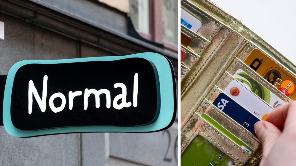 Normal-skylt och bankkort. 