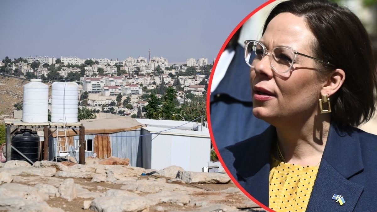 Den Israeliska bosättningen Ma'ale Adummim i bakgrunden 2025.