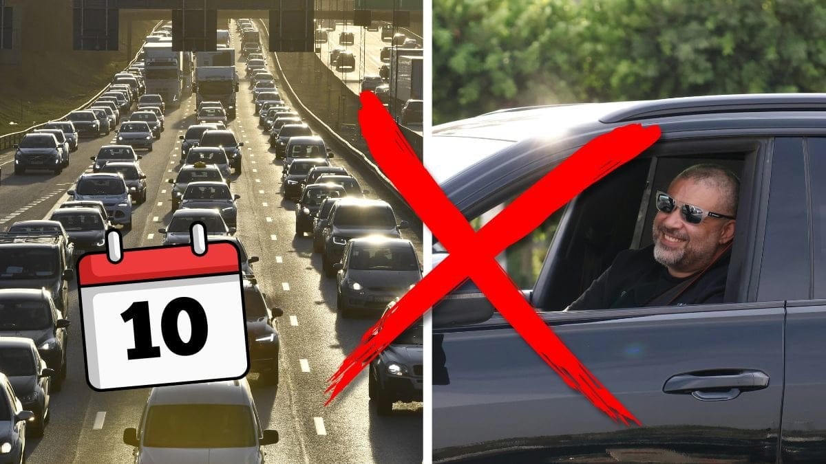 Sportlovstrafik och man som kör bil.